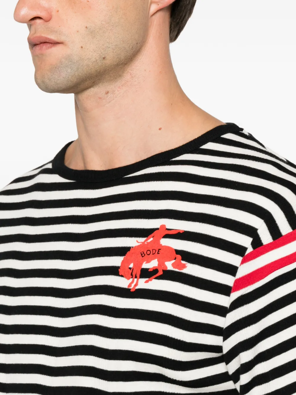 BODE striped embroidered T-shirt Wit