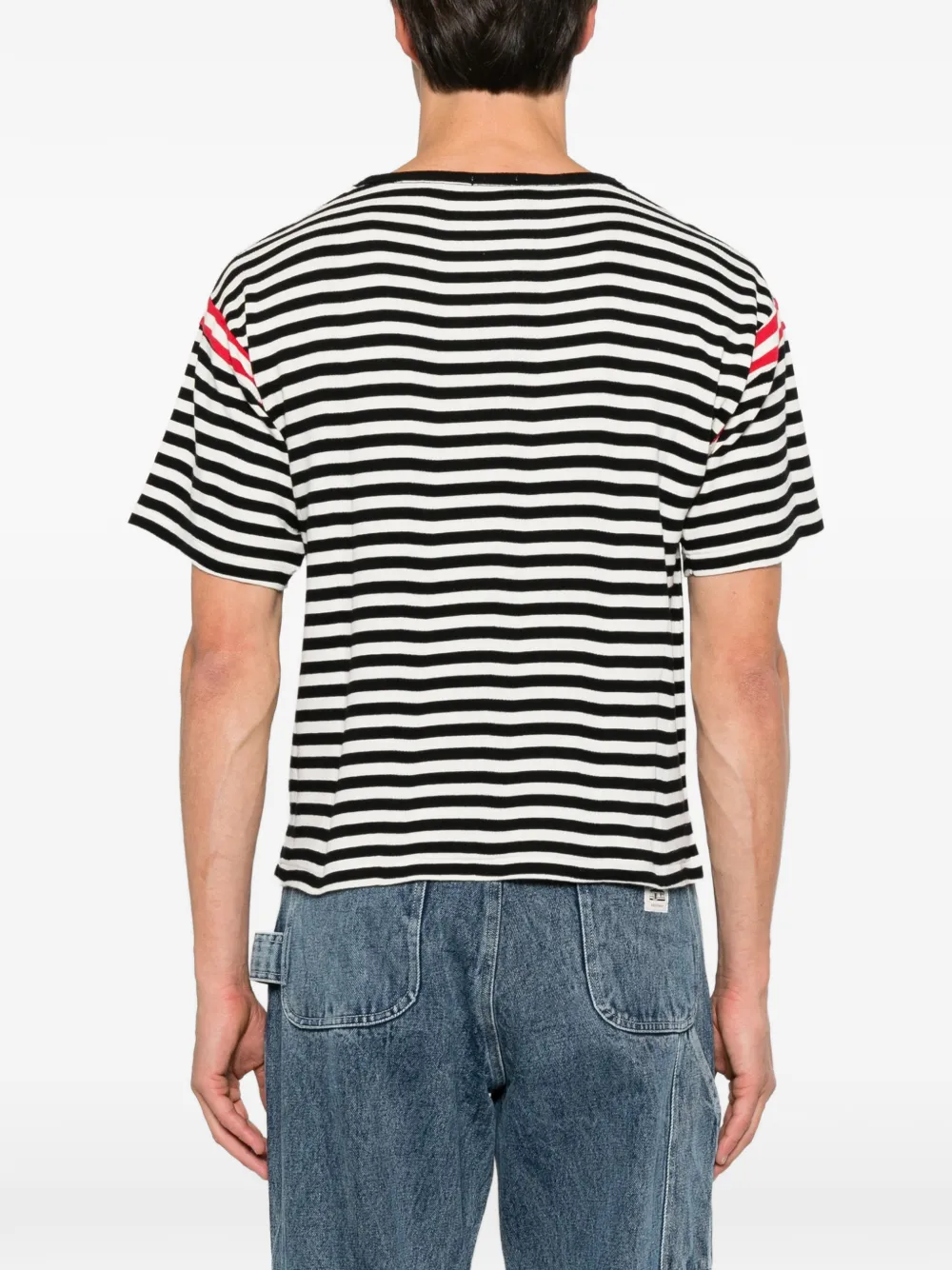 BODE striped embroidered T-shirt Wit