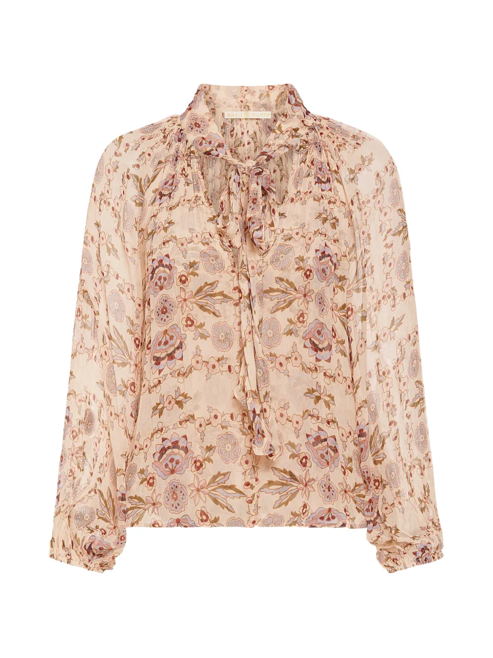 Marie Oliver Florence floral tie blouse - Toni neutri