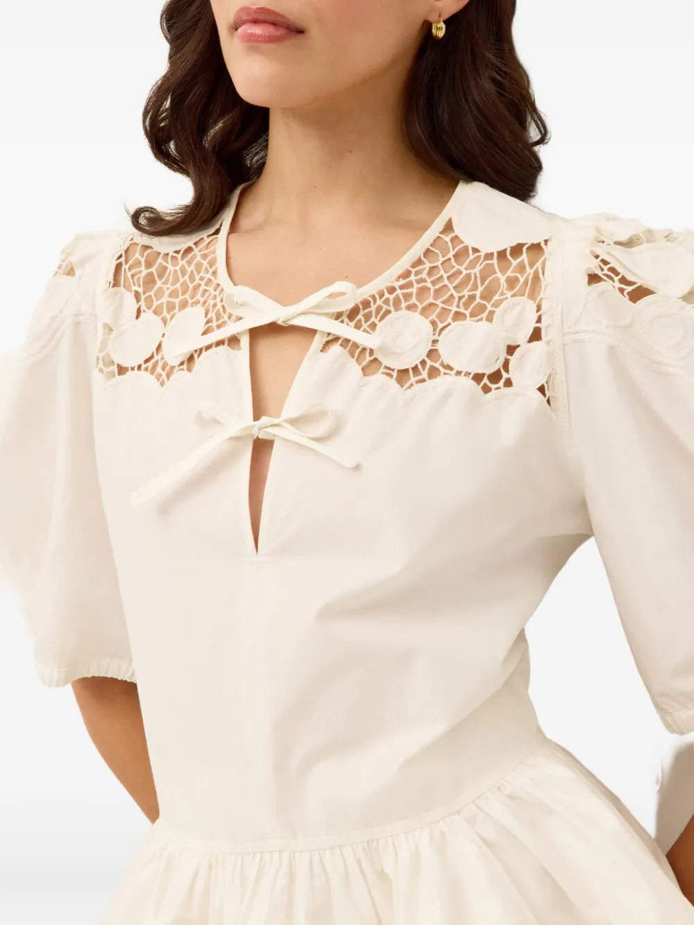 Marie Oliver Lucile Lace Peplum Top | White | FARFETCH