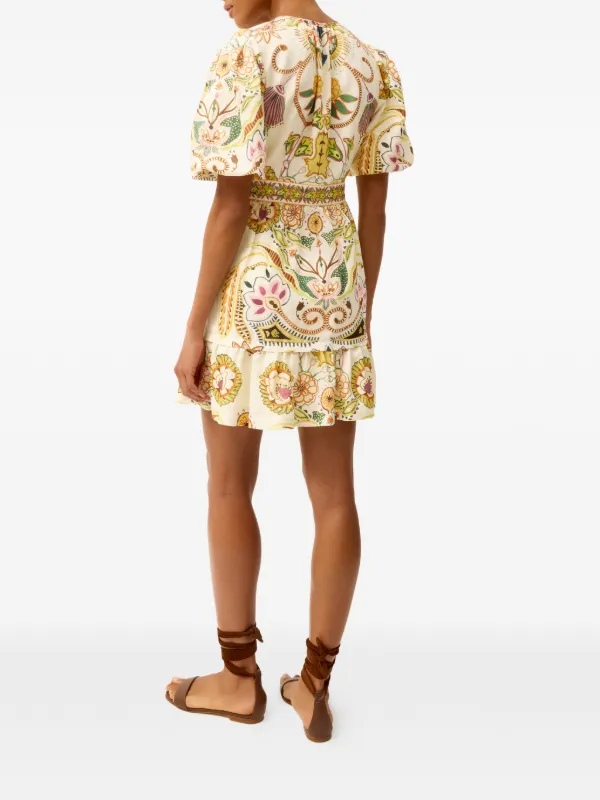 Marie Oliver Gwyneth V-neck Floral Print Dress | Neutrals | FARFETCH OM