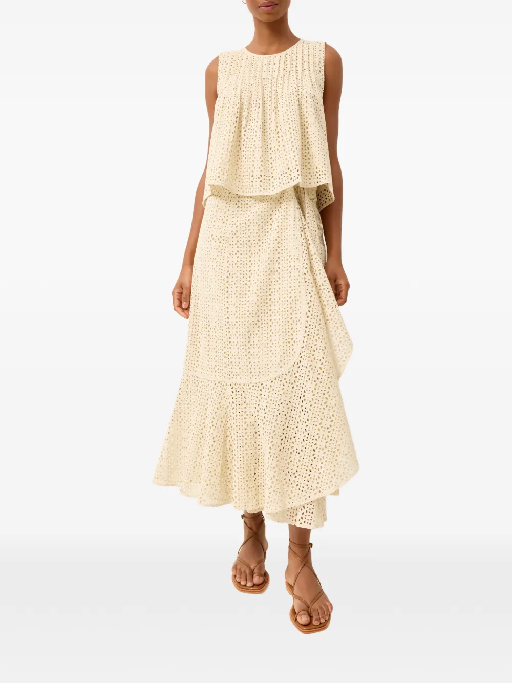  Marie Oliver Teresa Eyelet Tie Skirt - Neutrals 
