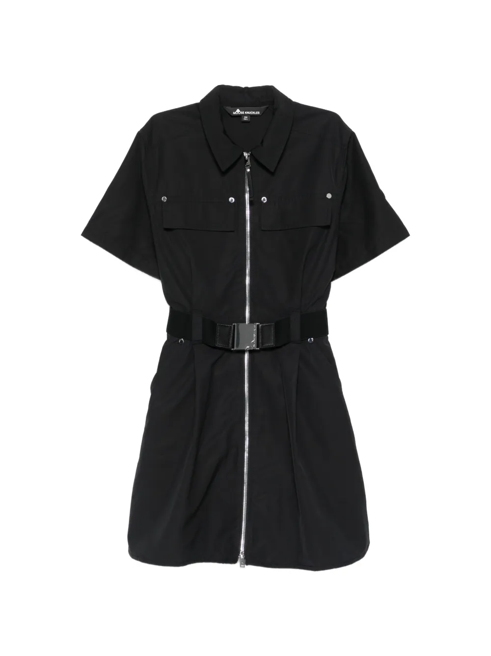 Moose Knuckles zip-up belted mini dress - Nero