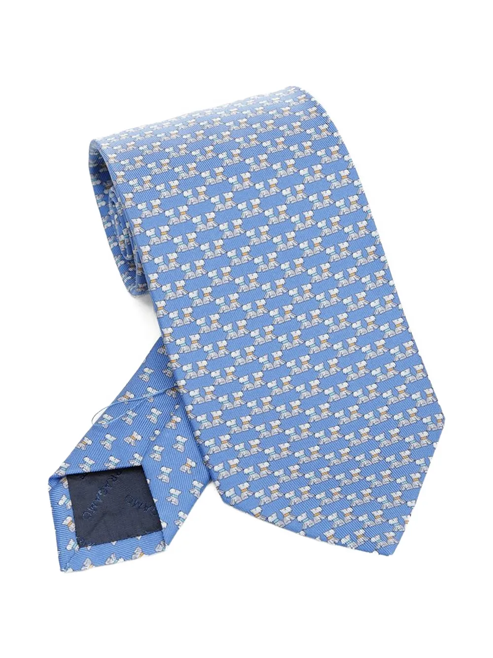 Ferragamo micro-print silk tie - Blau