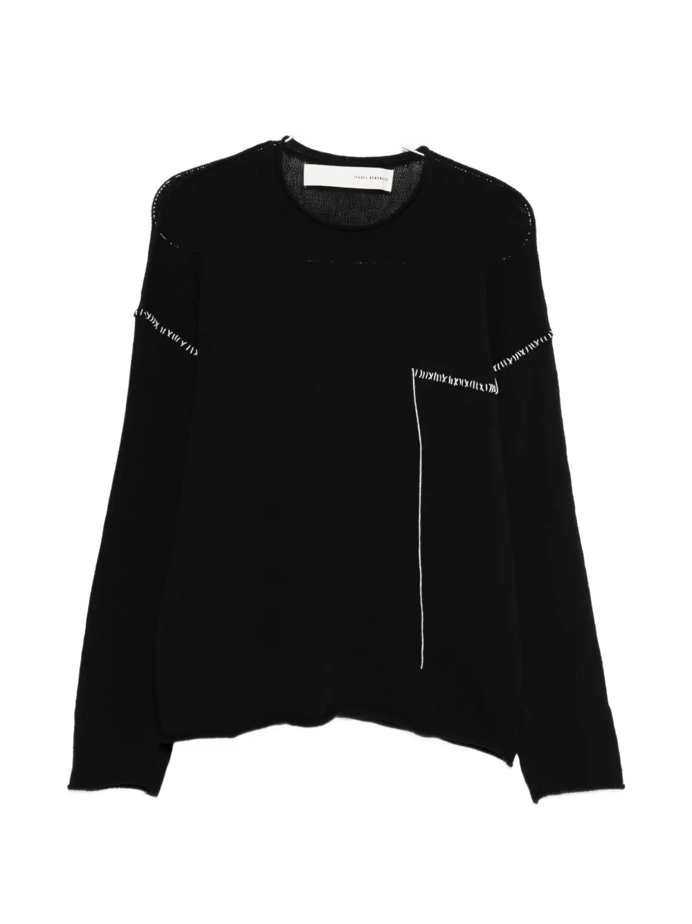 Isabel Benenato stitched crew-neck sweater - Nero