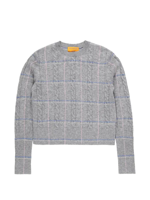 Guest In Residence Check Crew Jumper in Grey