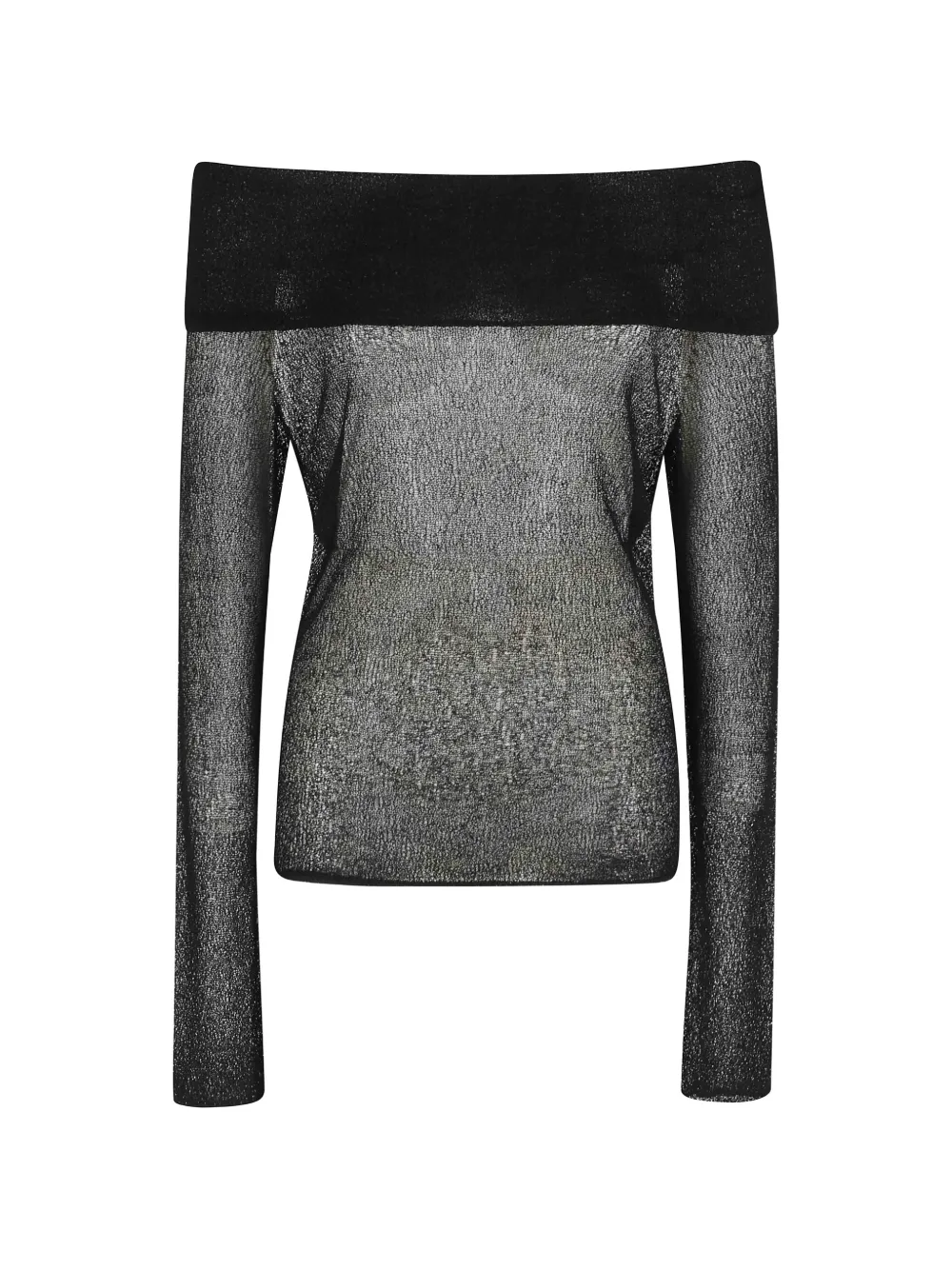 Roberto Collina openwork lace-effect off-the-shoulder sweater - Nero