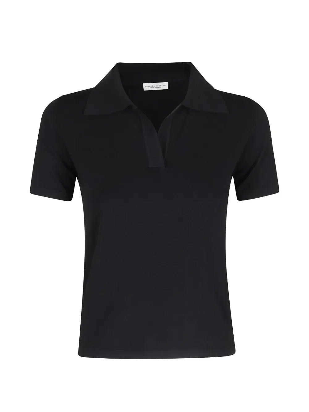 Roberto Collina fine-knit V-neck polo T-shirt - Schwarz