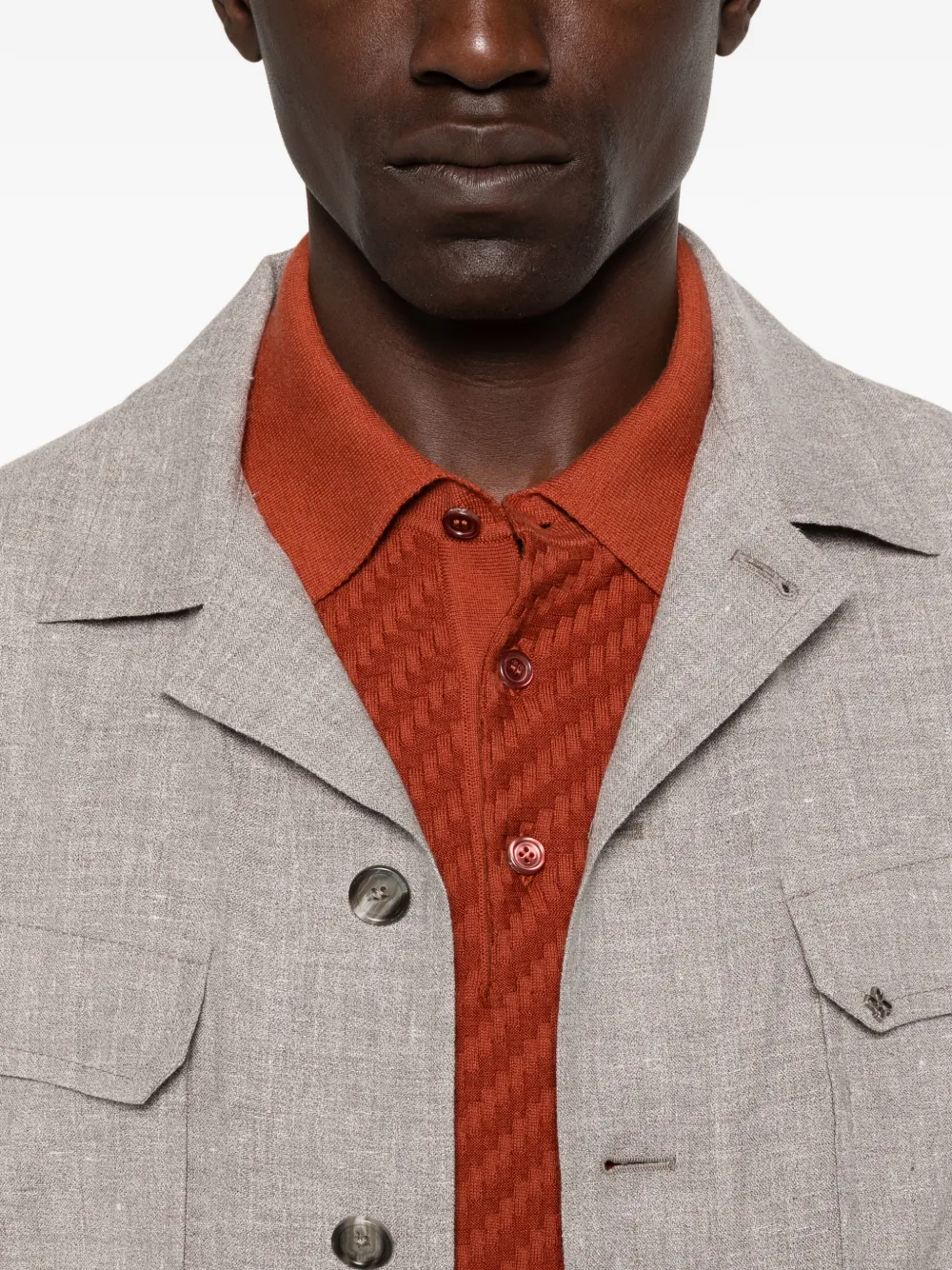 Tagliatore Button-up jack met borstzak Grijs