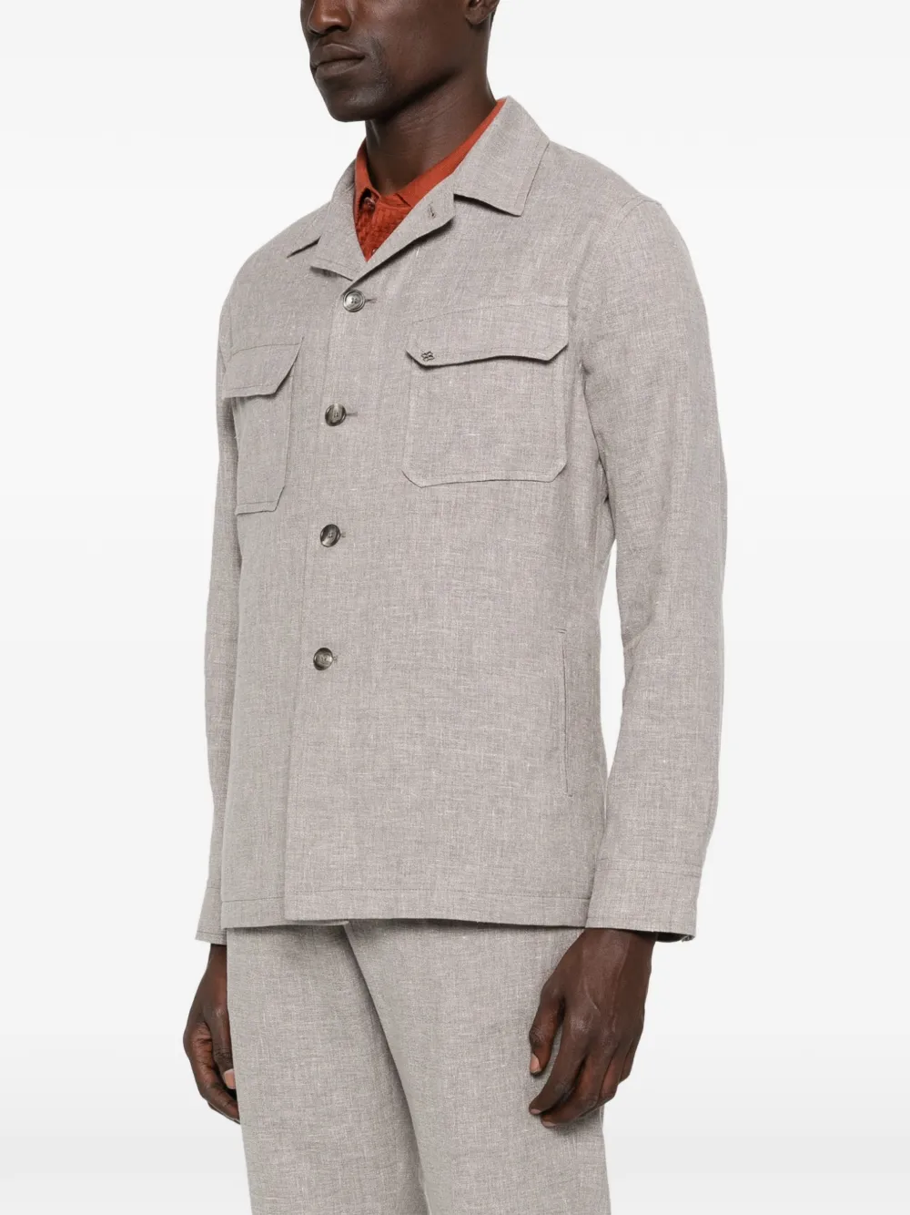Tagliatore Button-up jack met borstzak Grijs
