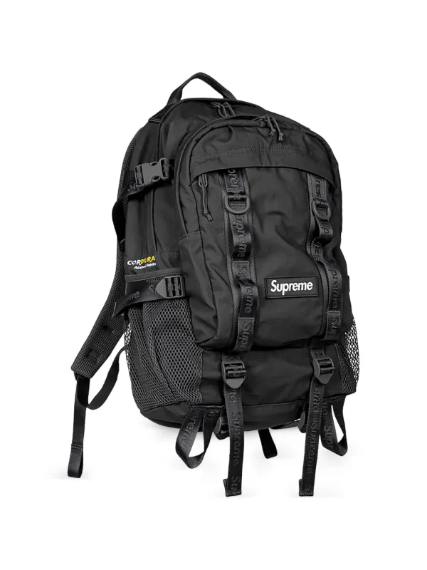 Supreme logo-detail Backpack | Black | FARFETCH SG