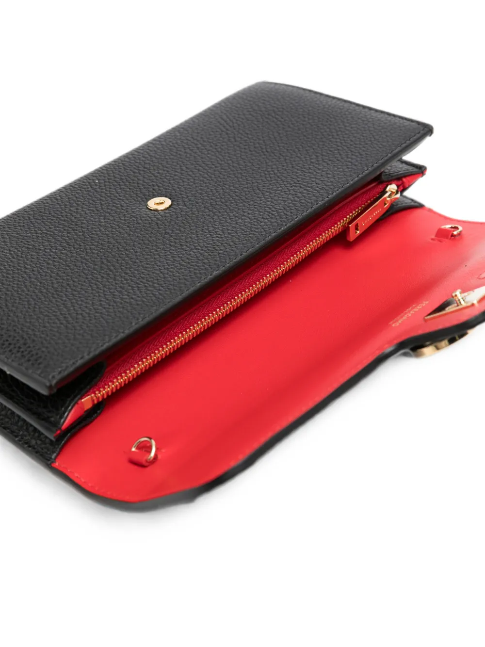 Ferragamo Dubbele gancini leren clutch Zwart