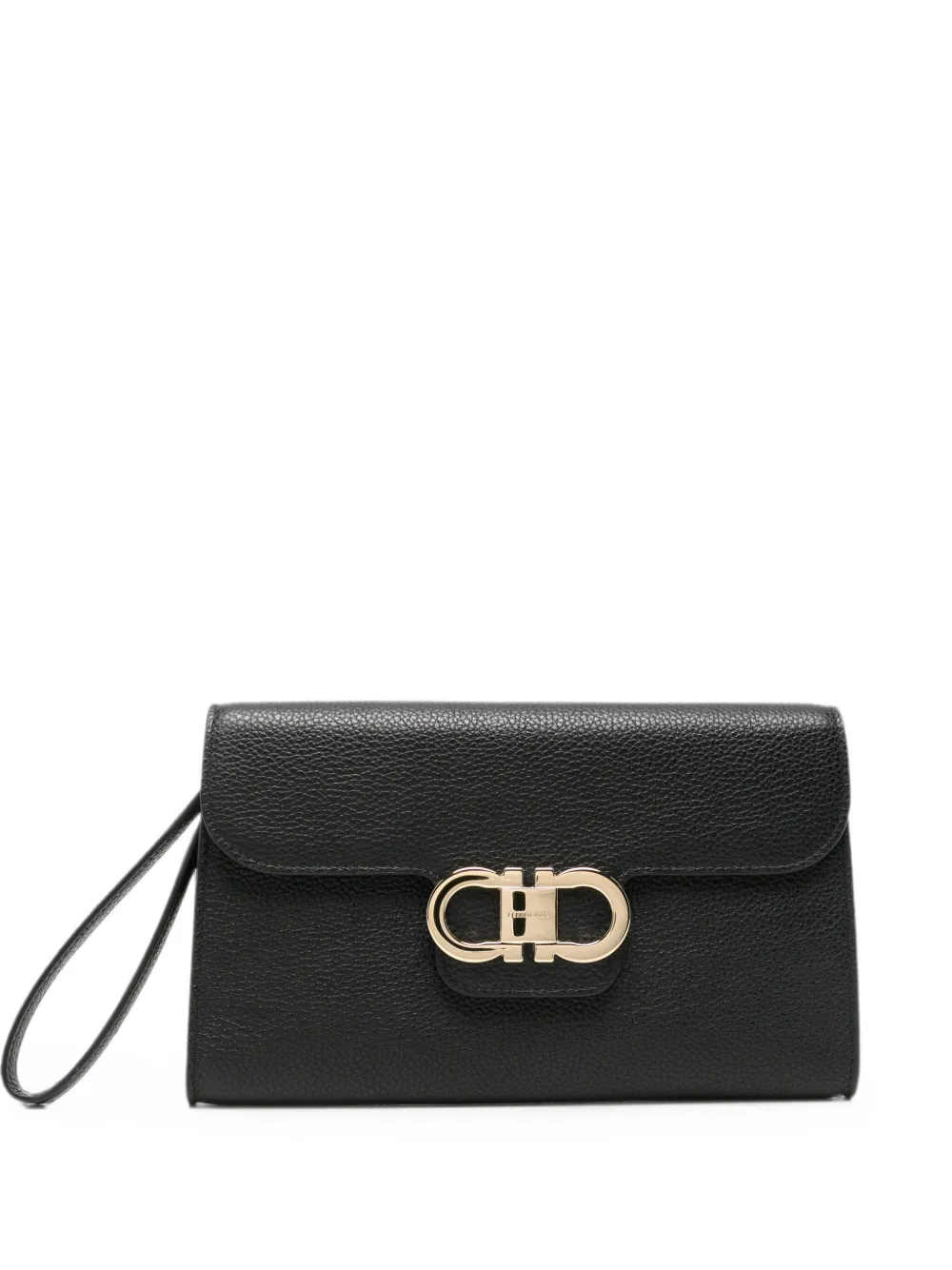 Ferragamo Clutch Double Gancini - Nero