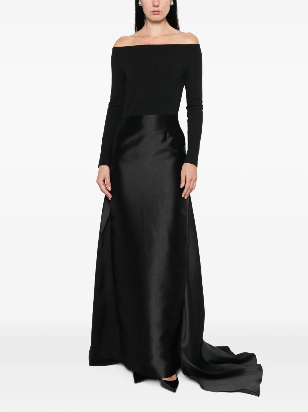 Solace London Winslow off-shoulder maxi-jurk Zwart