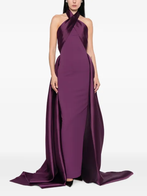 Solace London Rumi crossover-neck maxi dress