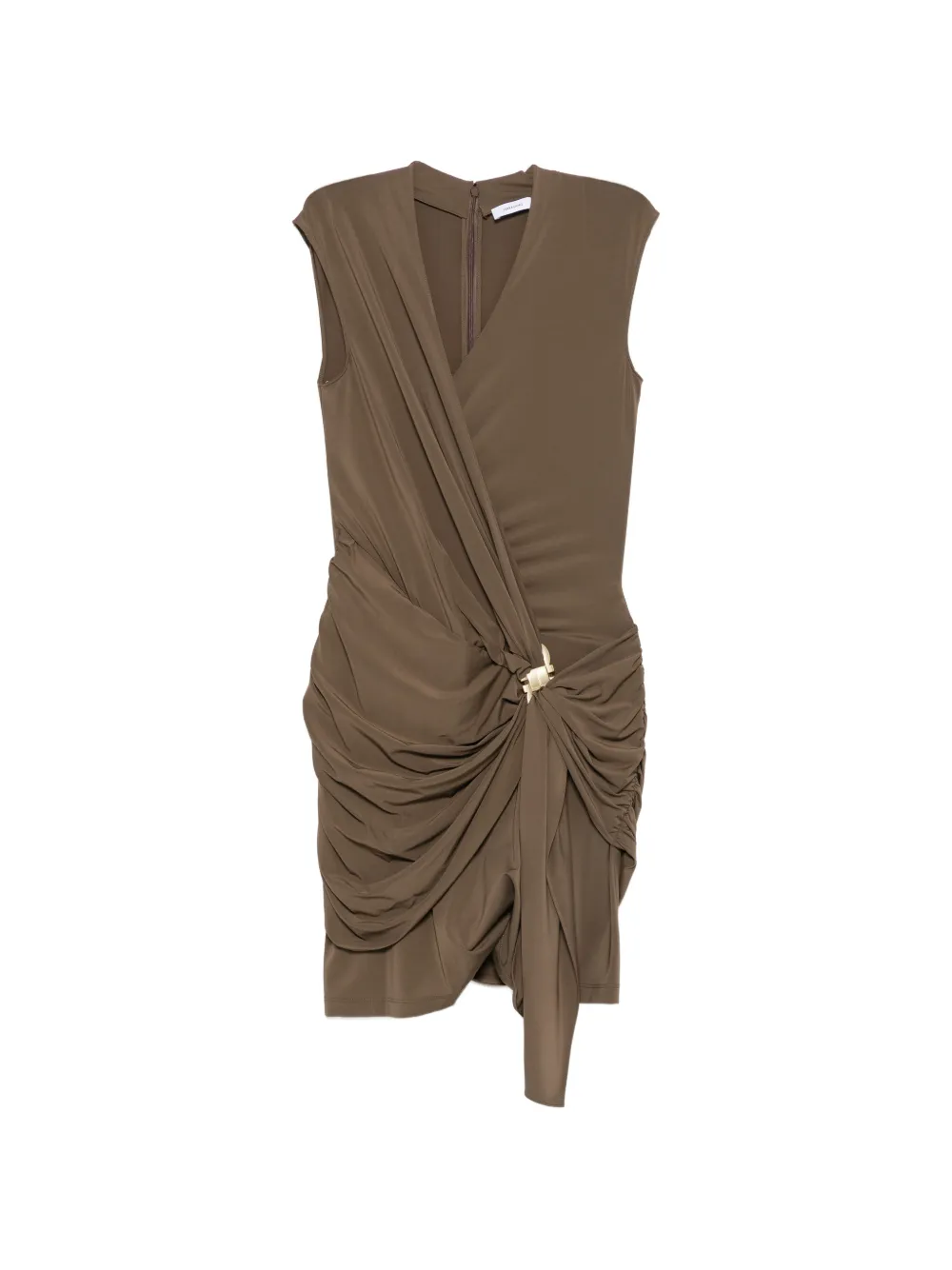 Ferragamo knot-detail ruched dress - Braun