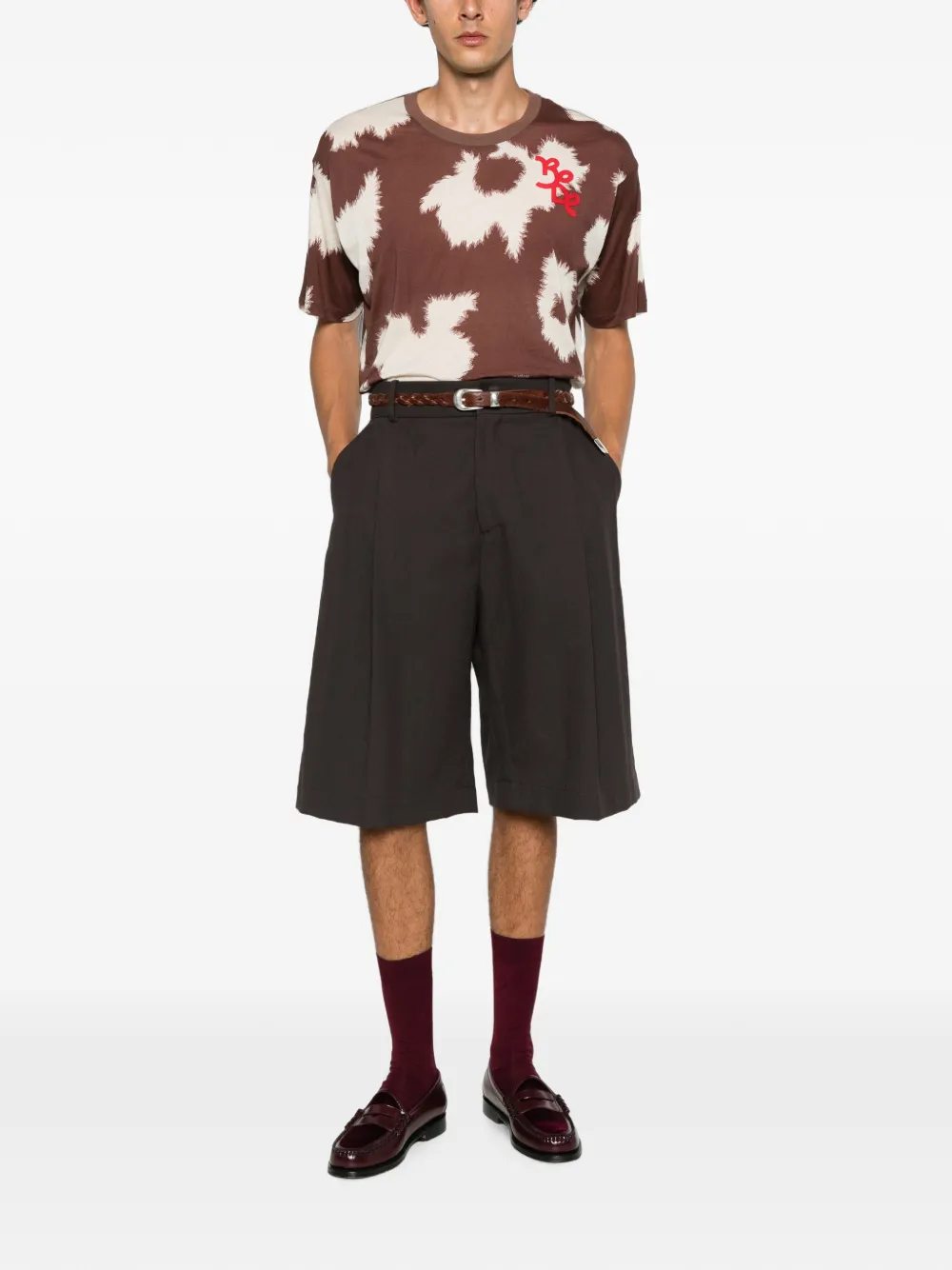 BODE cow-print logo-embroidered T-shirt Bruin