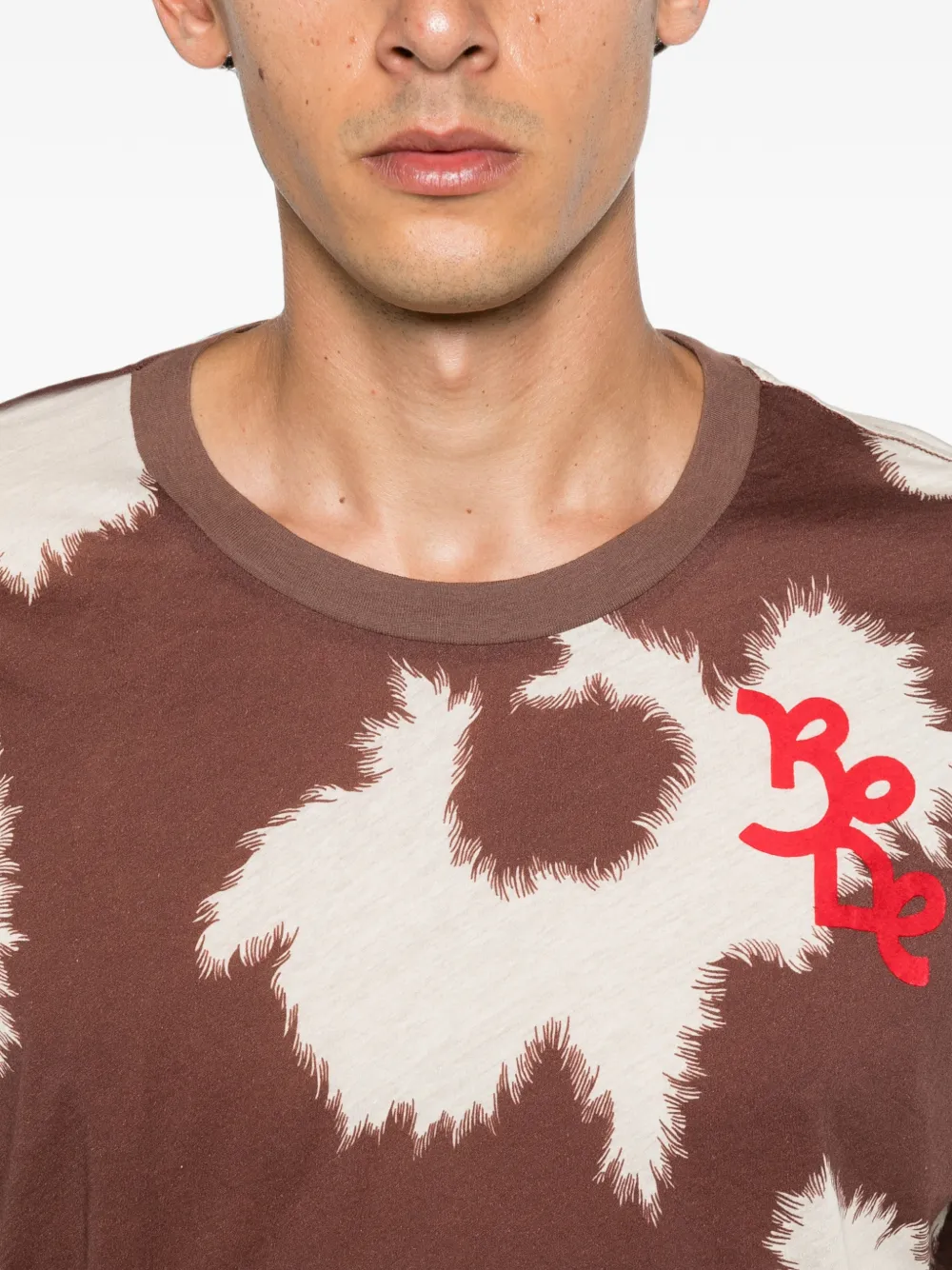 BODE cow-print logo-embroidered T-shirt Bruin