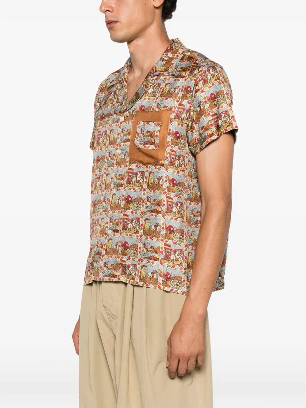BODE Cowboy Comic zijden overhemd Beige