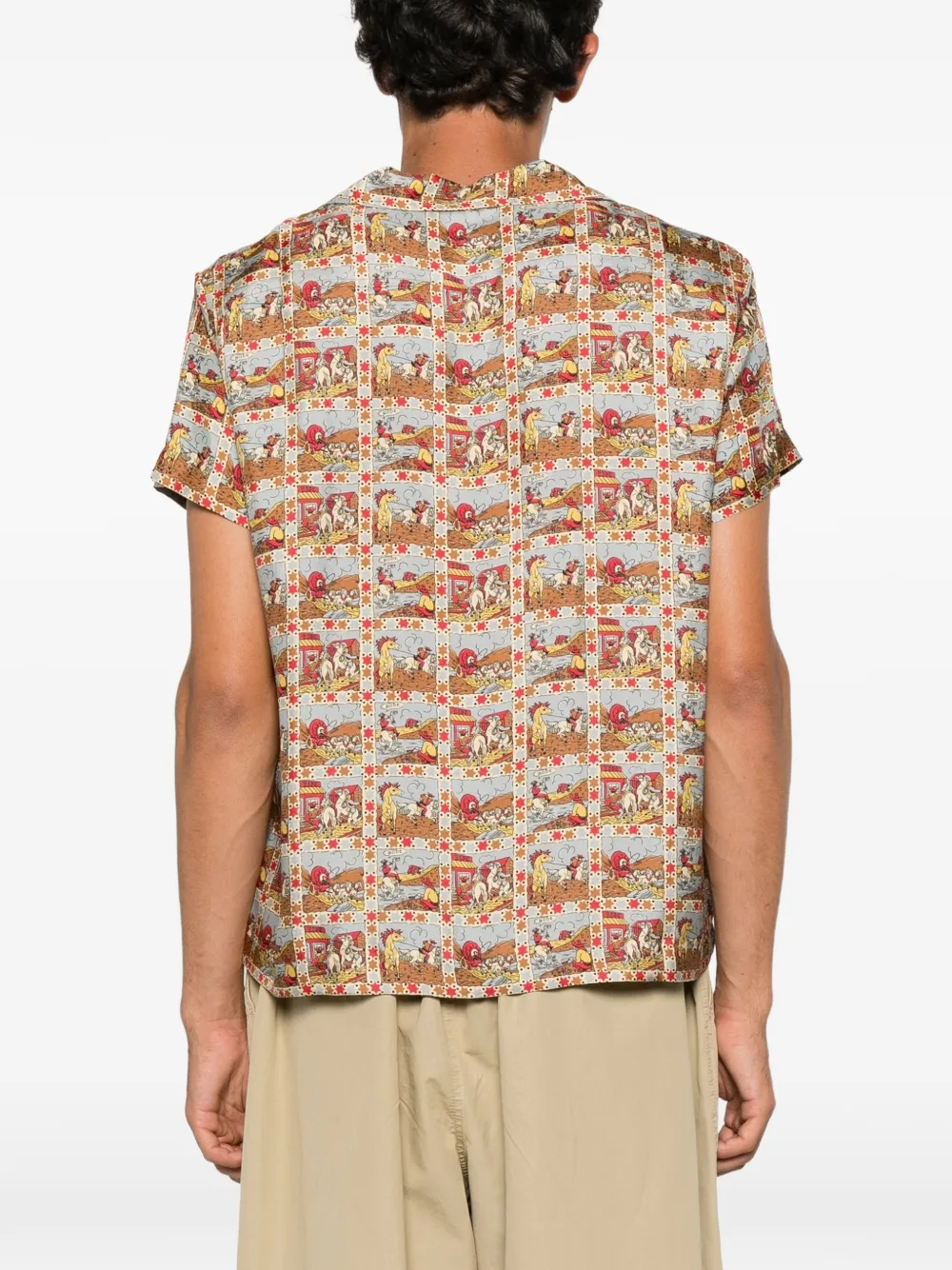 BODE Cowboy Comic zijden overhemd Beige