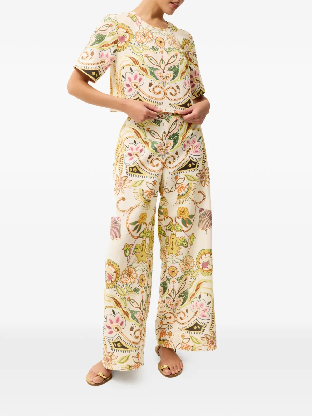  Marie Oliver Bennett Floral Print Trousers - Neutrals 