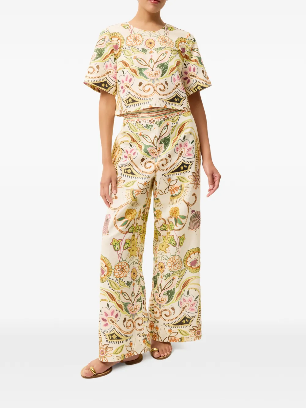  Marie Oliver Bennett Floral Print Trousers - Neutrals 
