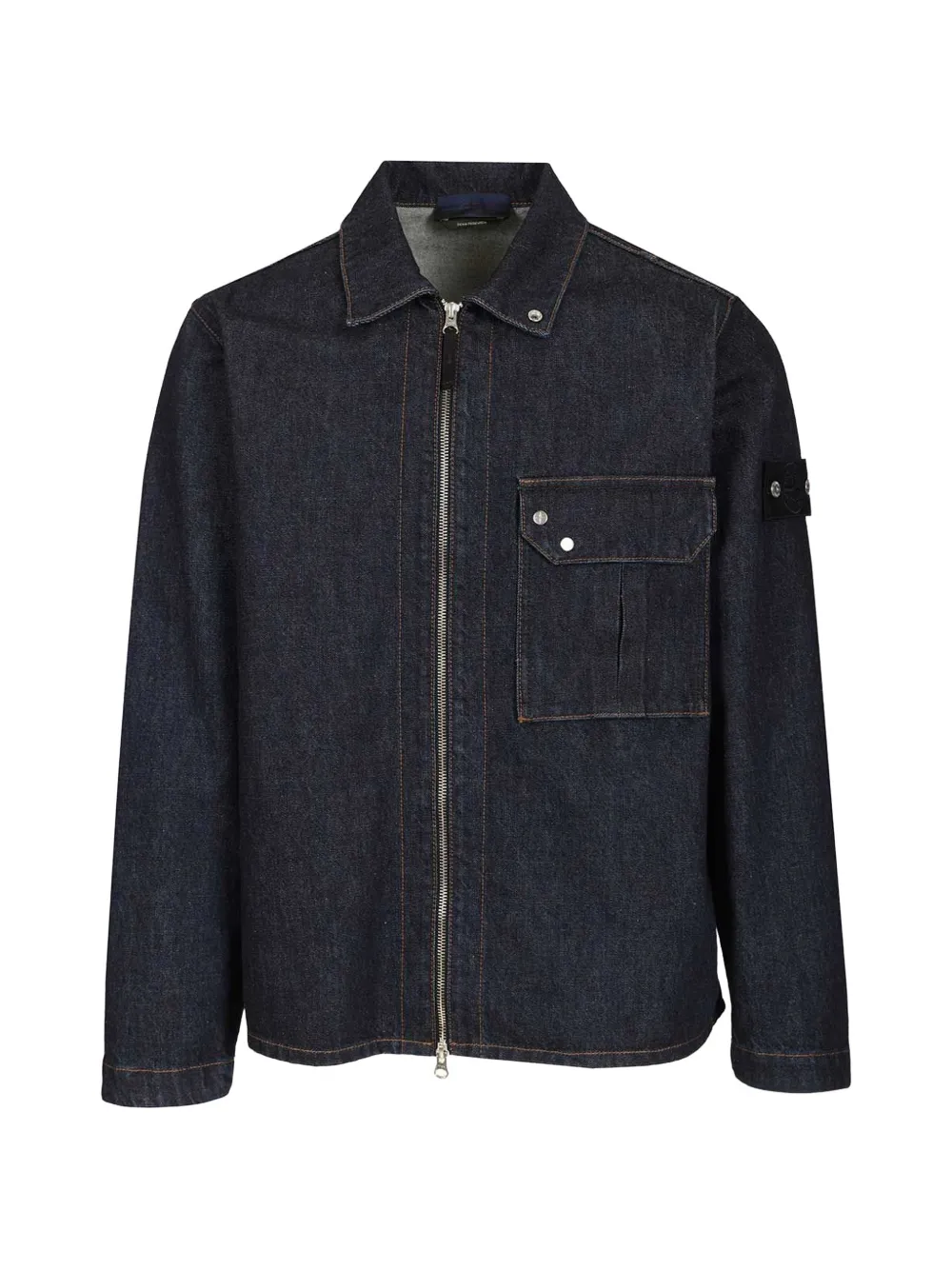 Stone Island patch-pocket denim overshirt - Blau