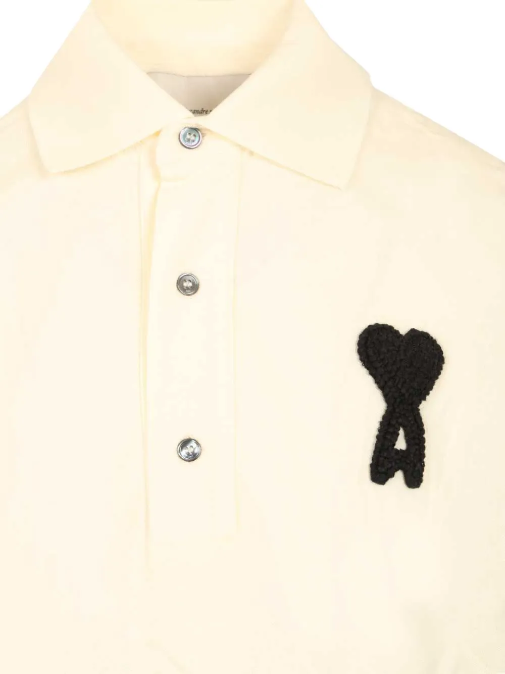 AMI Paris Gehaakt poloshirt met logo-applicatie Beige