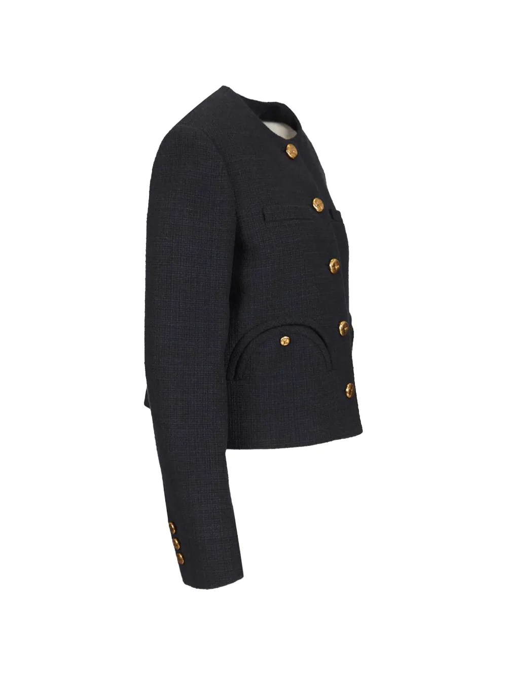 Blazé Milano Missy Shamo Cropped Jacket in Blue, view 3