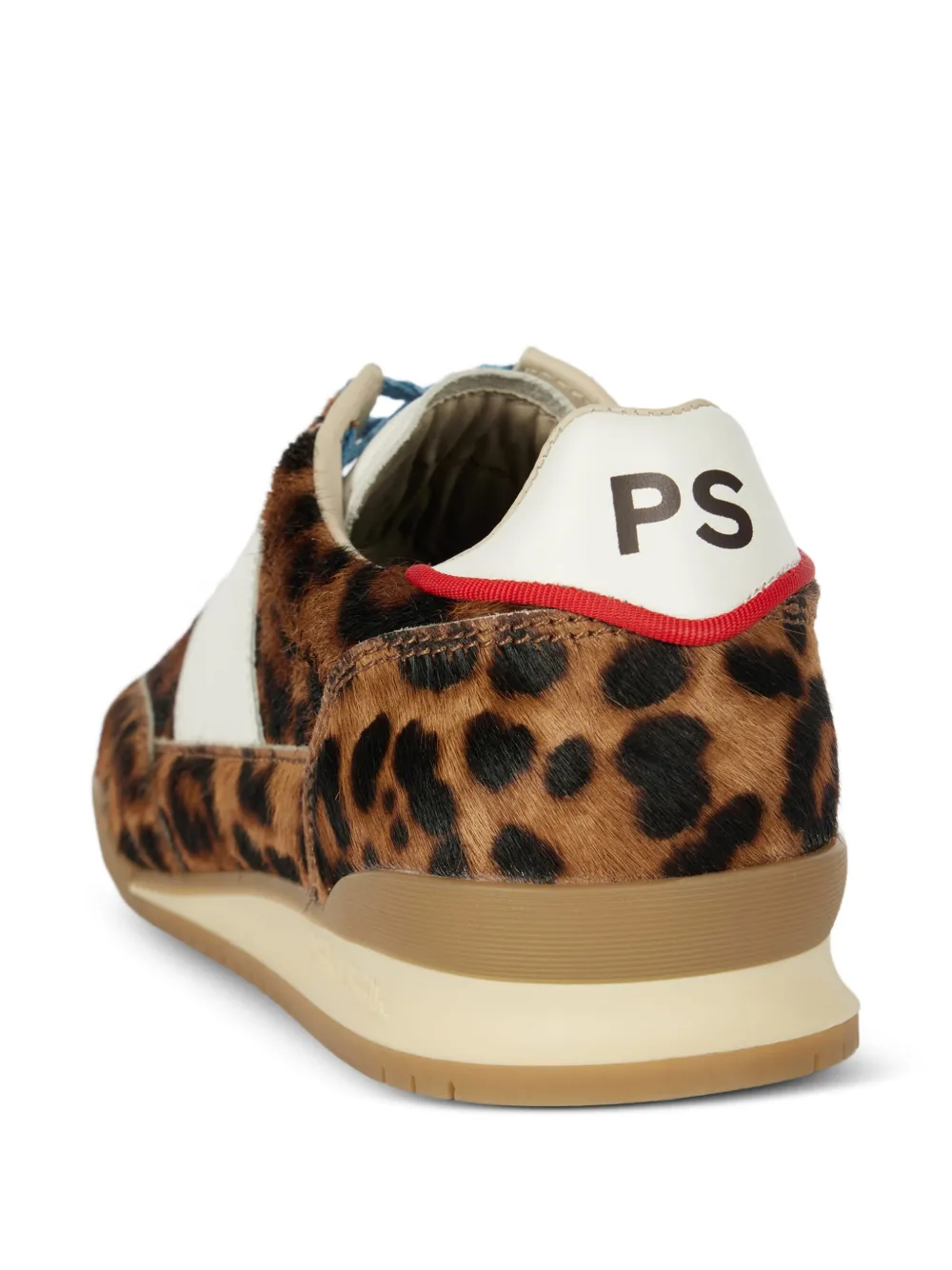 PS Paul Smith Dover gestreepte sneakers met luipaardprint Bruin