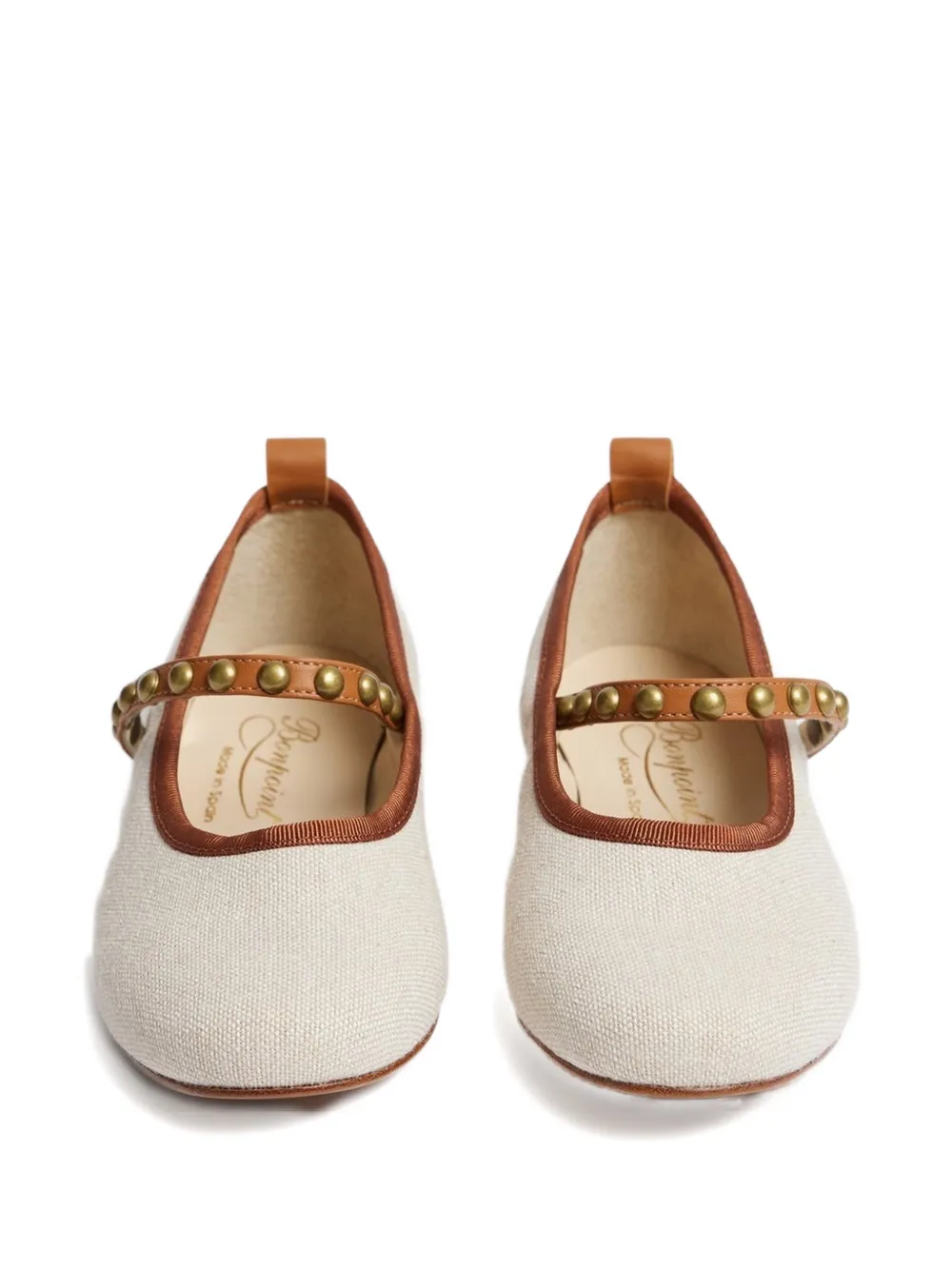 Bonpoint Sneakers met bandje met studs Beige