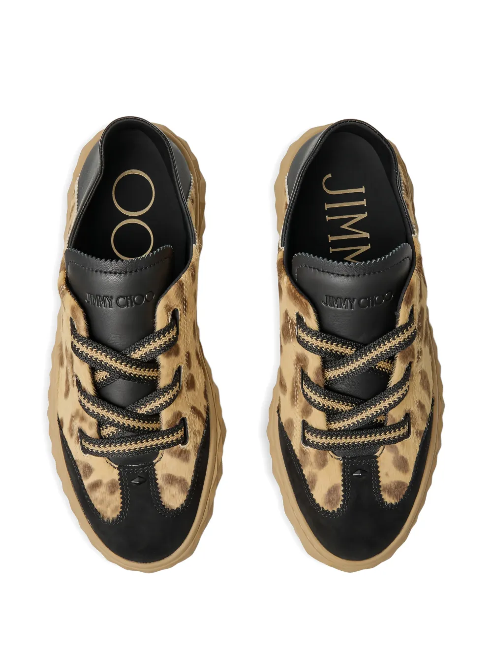 Jimmy Choo Diamond Light Flex F sneakers met luipaardprint Beige