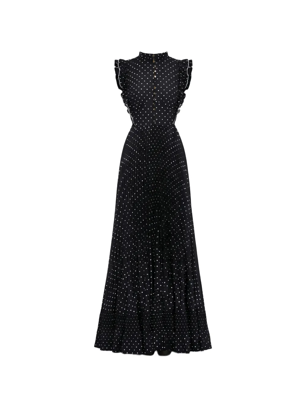 Self-Portrait ruffled polka-dot maxi dress - Nero