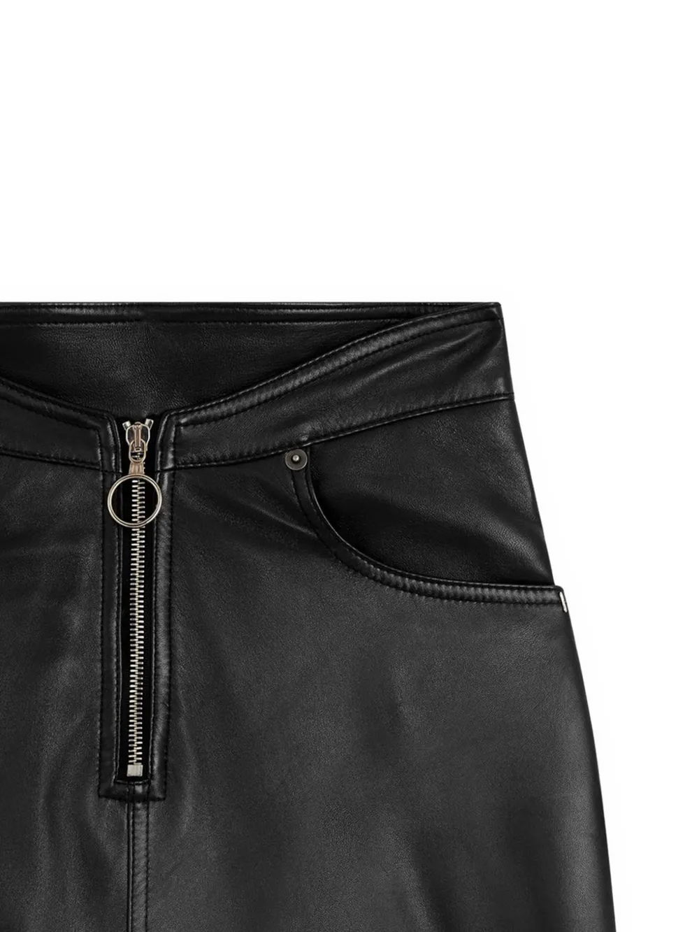  Fiorucci Leather Zippered Mini Skirt - Black 
