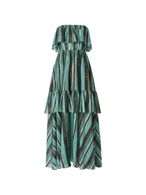 PINKO vestido con motivo de rayas y volantes