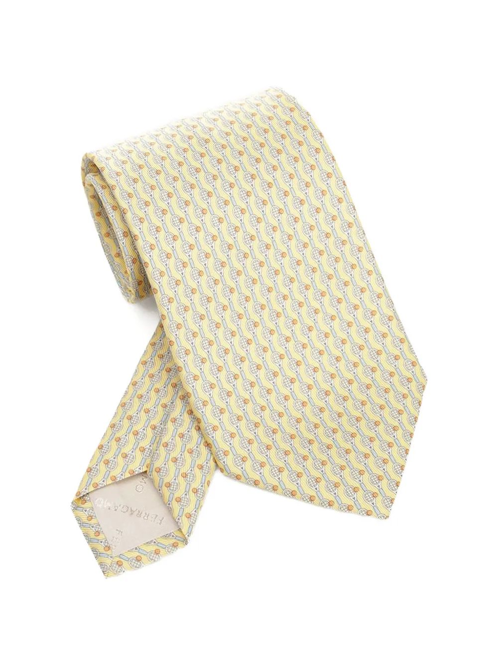 Ferragamo tennis-print silk tie - Giallo