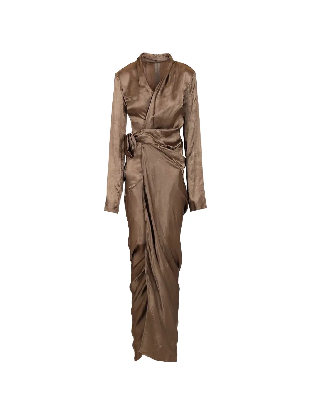 Rick Owens tie long-sleeve maxi dress - Marrone
