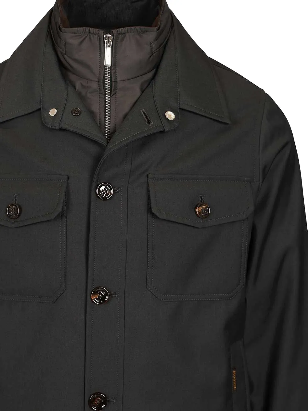 Moorer Dulac-Pum shirtjack met borstzak en knopen Grijs