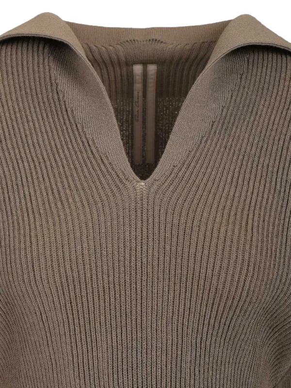 Rick Owens Ribbed V-neck Cropped Sweater | Brown | FARFETCH