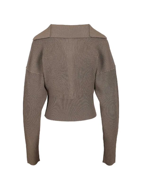 Rick Owens Ribbed V-neck Cropped Sweater | Brown | FARFETCH