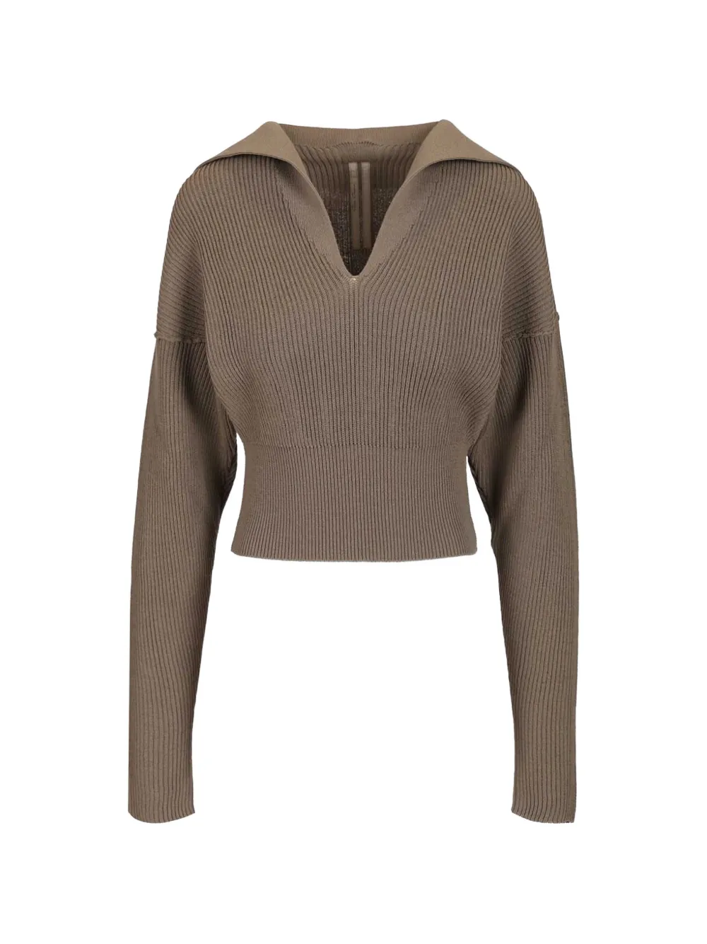 Rick Owens ribbed V-neck cropped sweater - Marrone