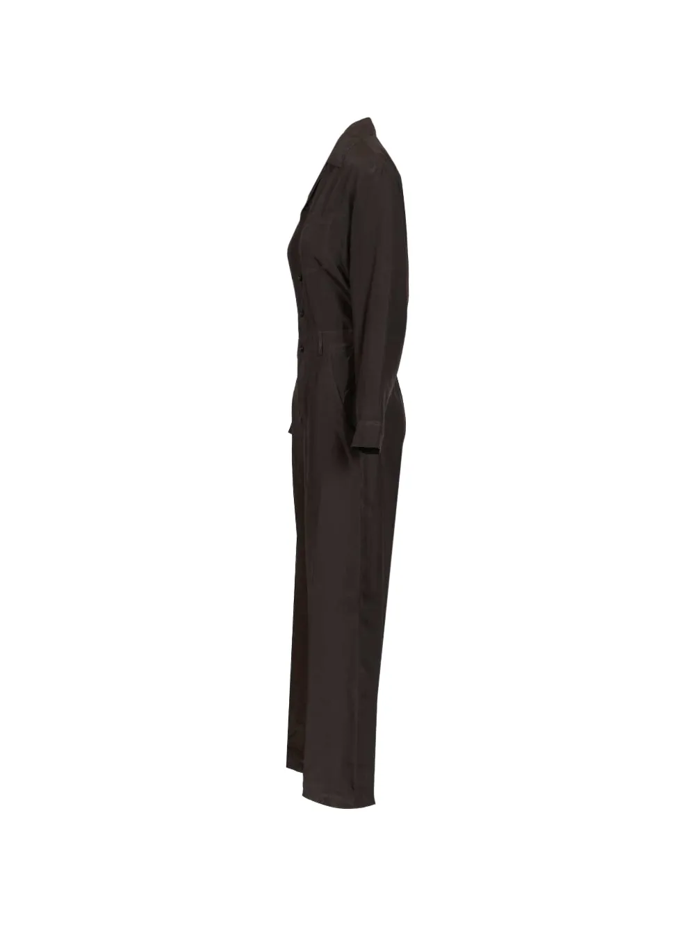  Barena Button Pure Silk Jumpsuit - Brown 