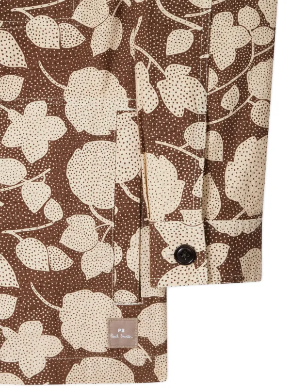 PS Paul Smith Perforated Floral Zip Jacket | Brown | FARFETCH