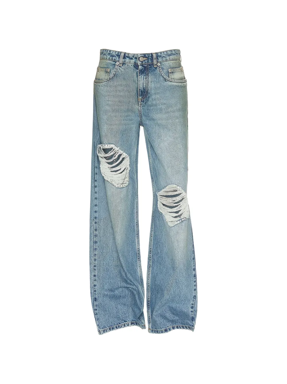 AREA Crystal Fray ripped jeans - Blu