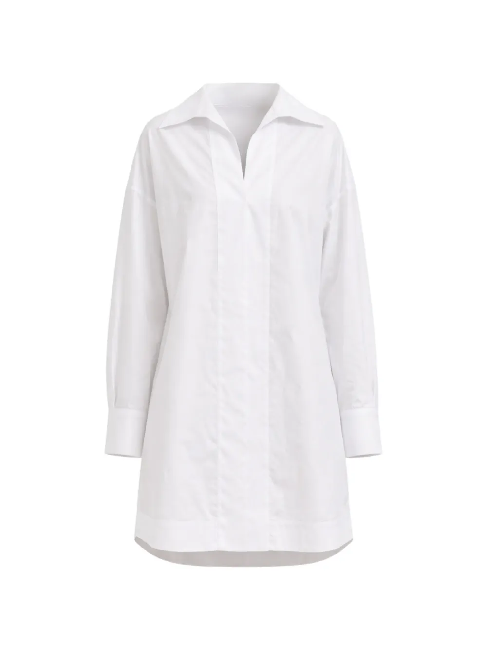 DONDUP V-neck long-sleeved cotton mini dress - Bianco