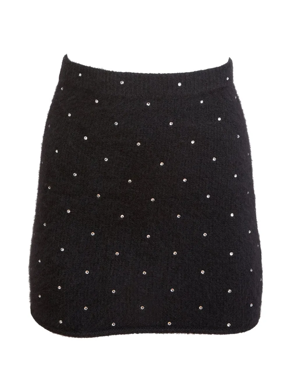  Fleur Du Mal Rhinestone Knitted Mini Skirt - Black 