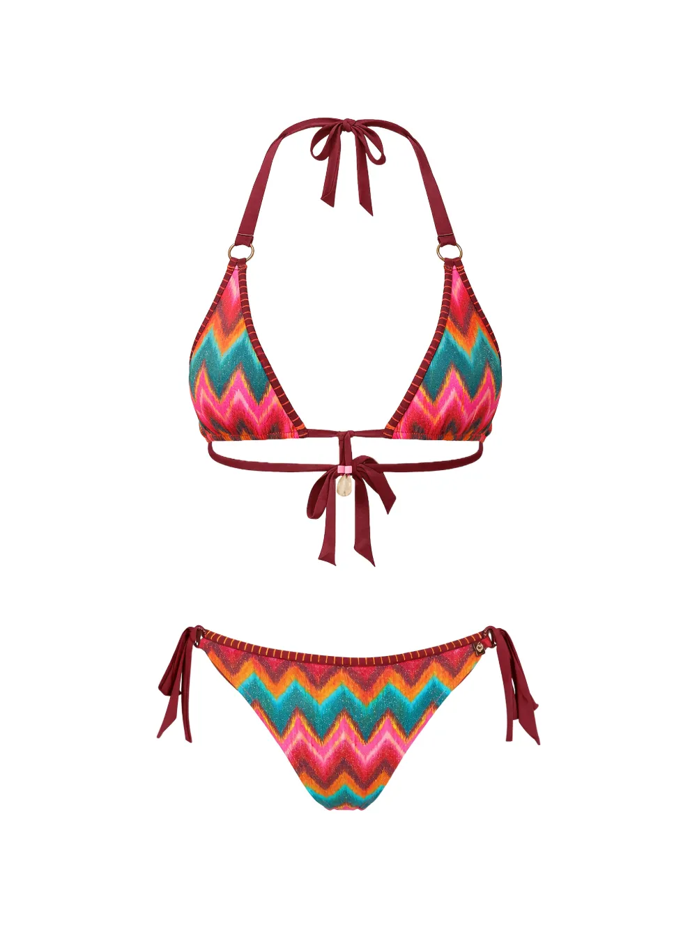 BANANA MOON Sima Nalika tie-side chevron bikini bottoms - Rosso