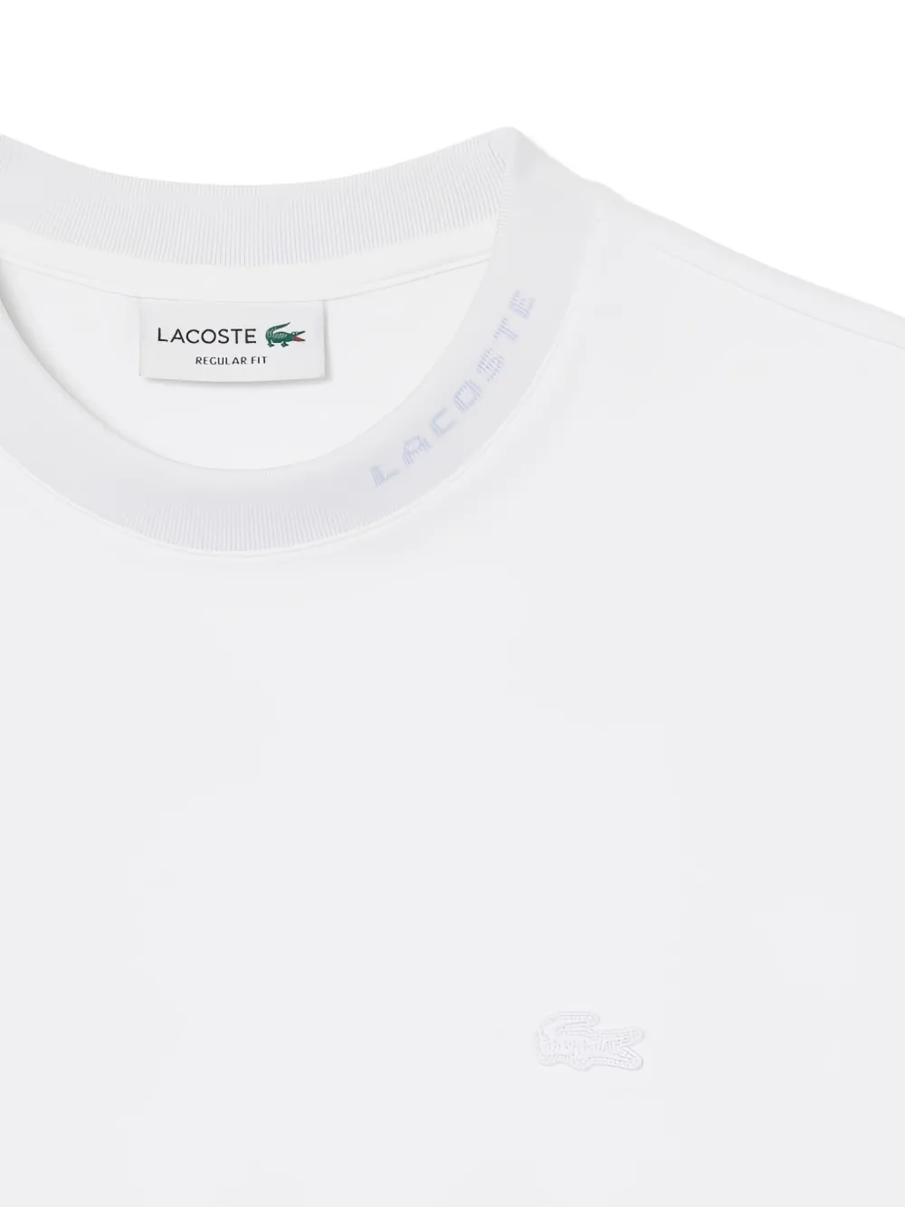 Lacoste Katoenen T-shirt met ronde hals en logodetail Wit