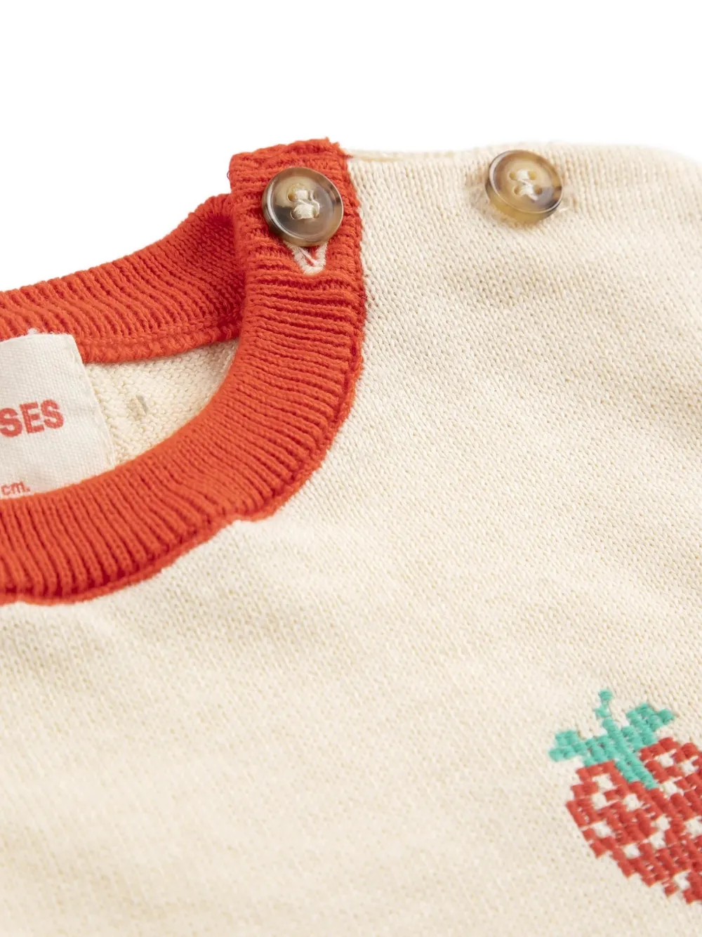 Bobo Choses T-shirt met aardbei-applicatie Beige