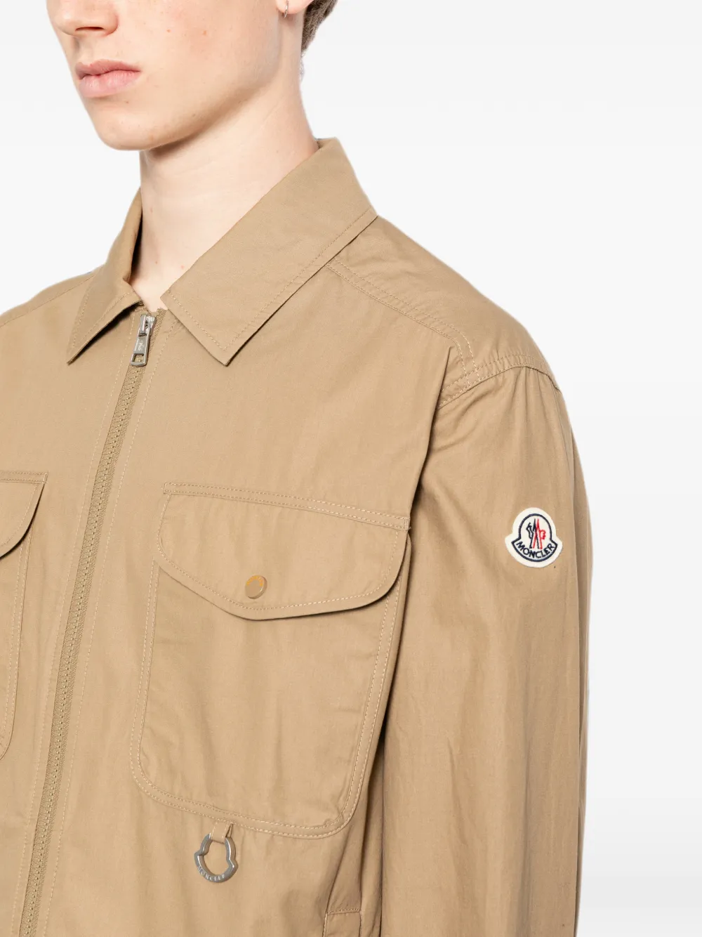Moncler Shirtjack met rits Bruin